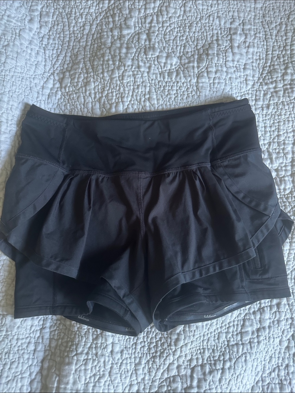 Women's Black Athletic Layered Skort Shorts
